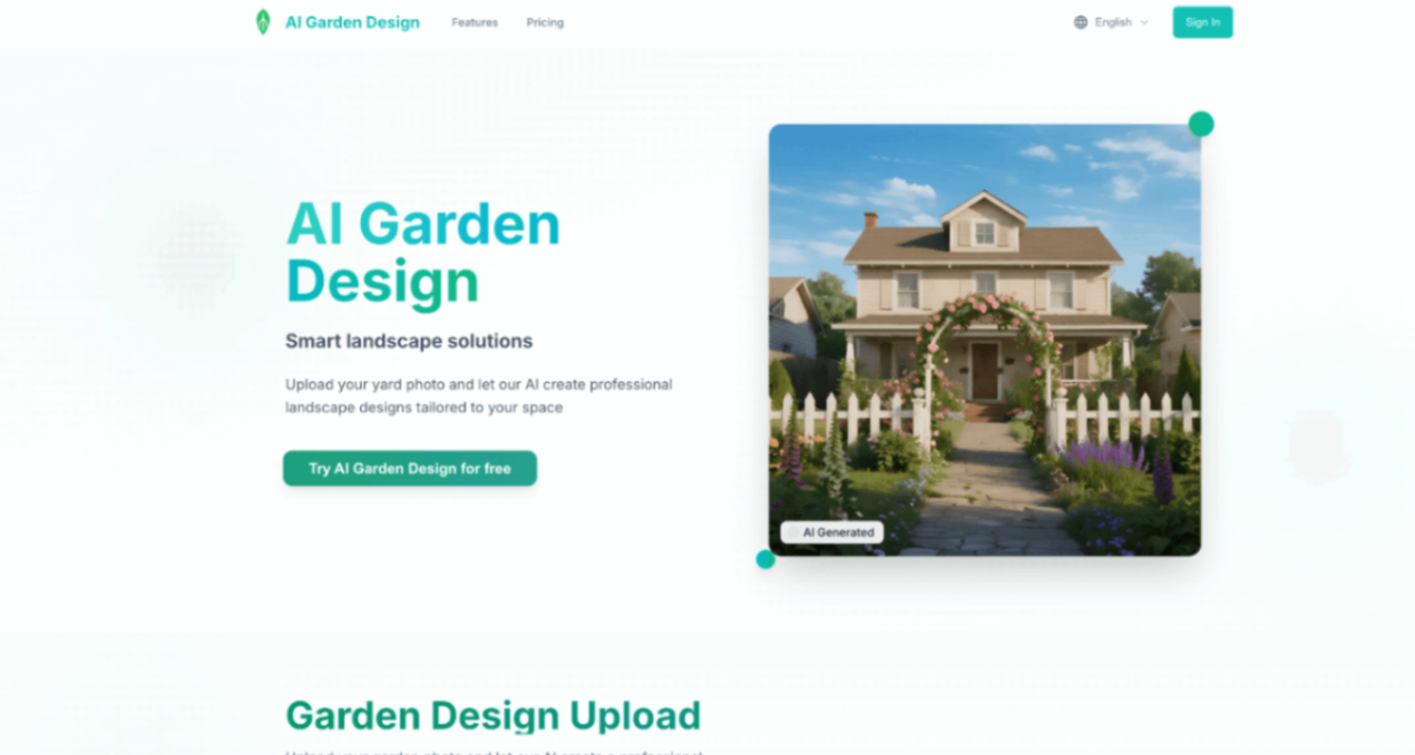 AI Garden Design screenshot and logo
